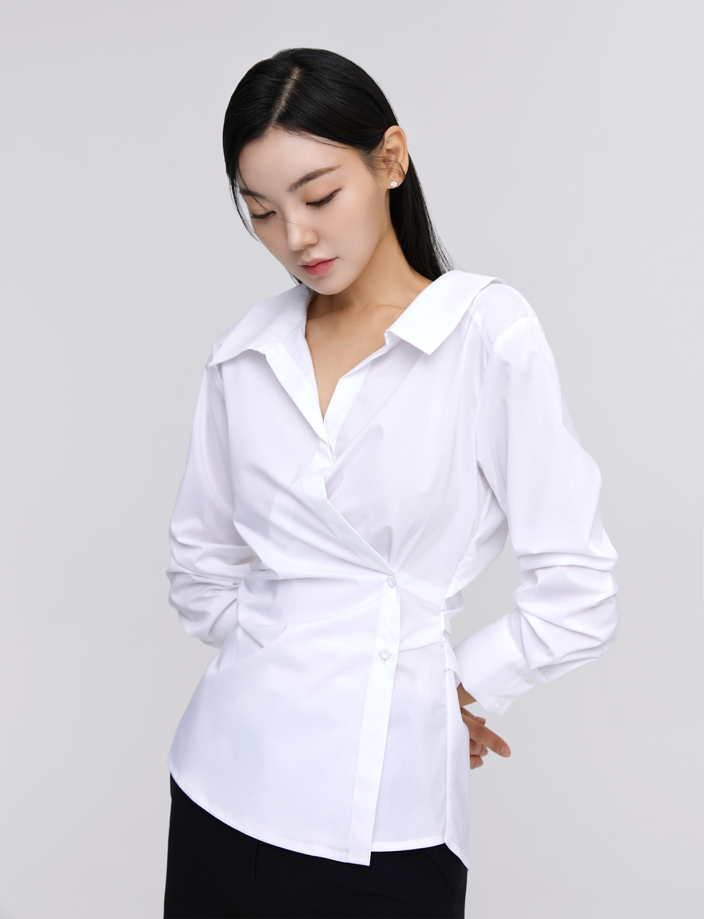 All-in Two-way Wrap Shirt Blouse_3colors